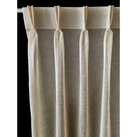Linnenlook Vitrage Beige 280 cm Hoog – Gratis Op Maat €19,95 p/m