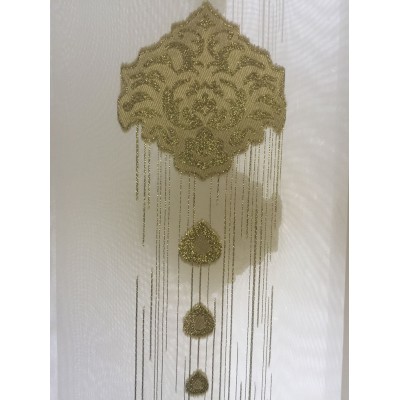 Vitrage Crème met Goud Design – Luxe Jacquard €19,95 p/m Gratis Op Maat
