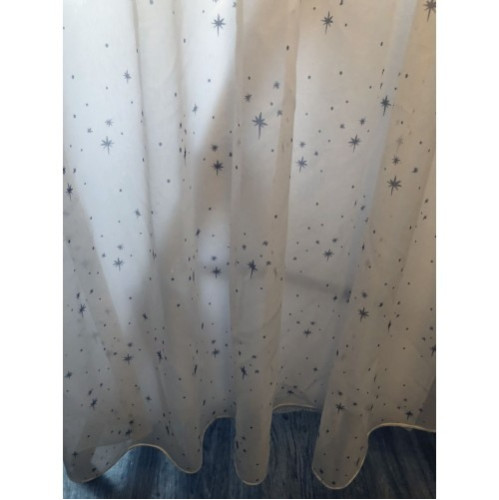 Witte Vitrage met Sterren Print – Voile Gordijnen €17,95 p/m Gratis Op Maat