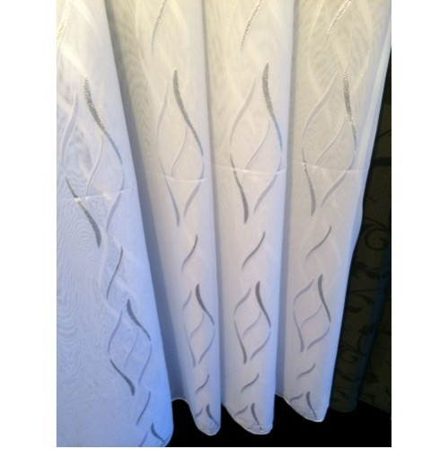 Vitrage Wit met Zilver Design – Jacquard Voile Gratis Op Maat.